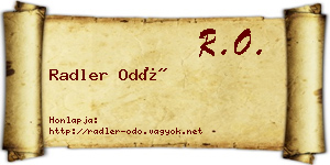 Radler Odó névjegykártya